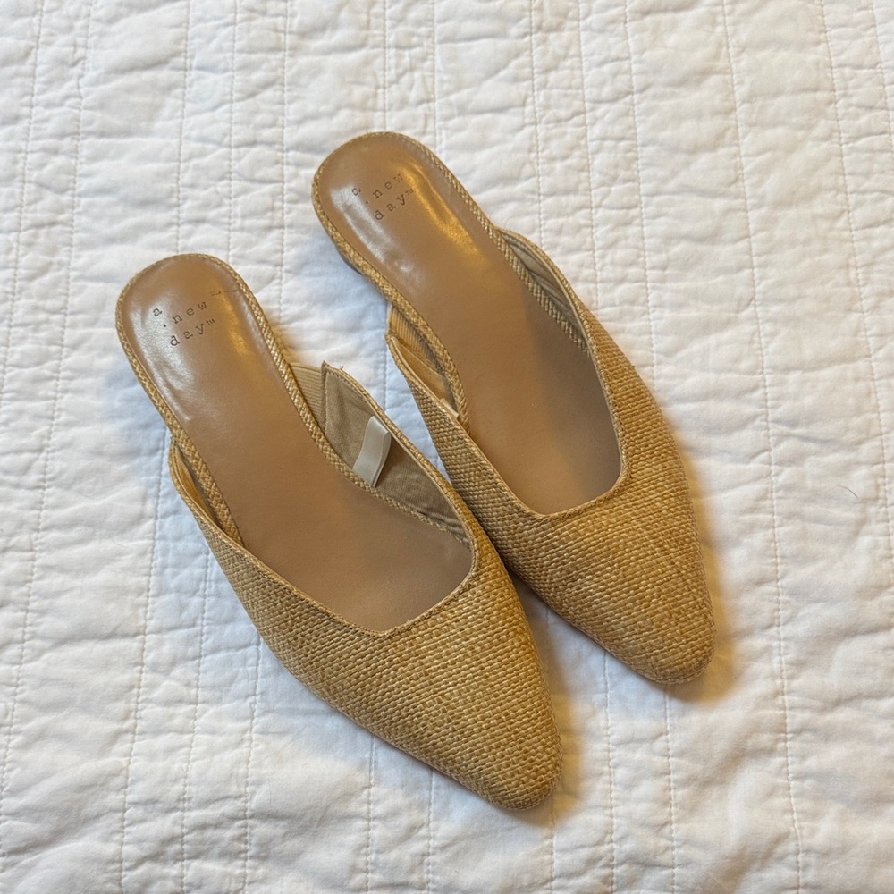 a new day Tan Woven Mules